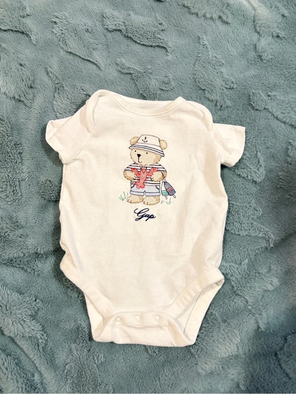 GAP Cream Baby Bodysuit with Bear Nautical Print